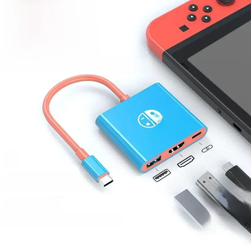 Nouveau Station d'accueil Portable 3 en 1 pour Nintendo Switch, Hub TYPE-C avec HDMI et USB 3.0, parfait pour les voyages et les jeux