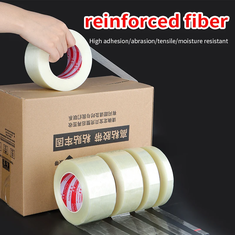 Striped Fiberglass Tape for Lithium Battery Pack Insulation - Transparent, Single-Sided Adhesive Seal for Secure Packaging