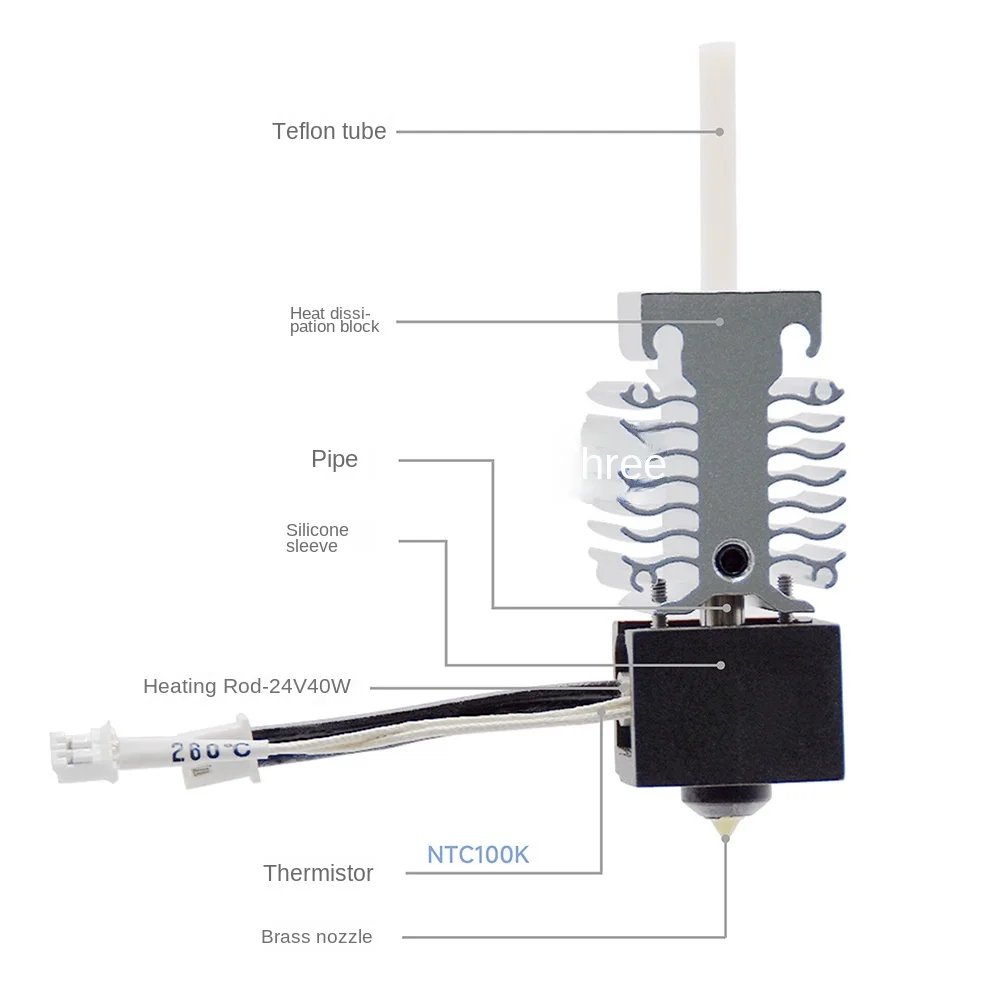 Creality Ender 3 V3 SE Hotend-Kit und Extruder Hotend-Heizblock/Kühlkörper/Thermistor/Heizstabrohr für Ender 3 V3 SE – Detail 8