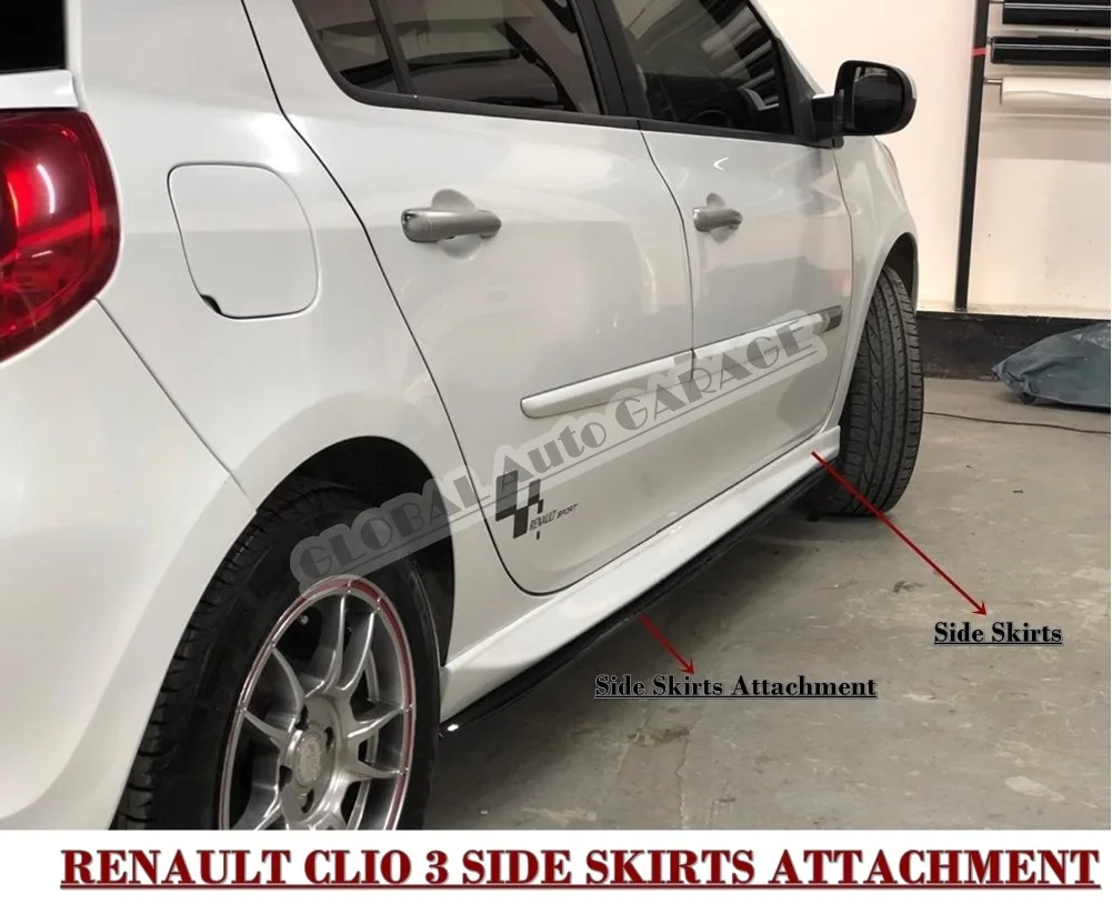 For Renault Clio 3 Side Skirts Attachment 2005-2012 Sill Trim Car Styling Auto Accessory Universal Spoiler Mud Flaps Spilitter