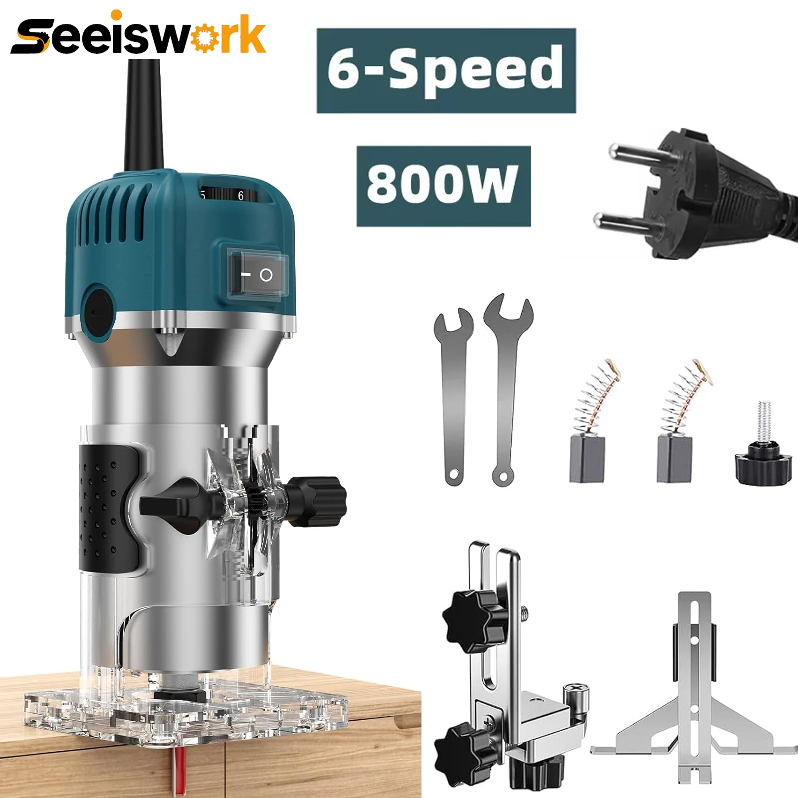 Seeiswork الكهربائية الانتهازي التوجيهات 6 سرعات الكهربائية النجارة راوتر 800 واط ل قاطعة المطحنة الخشب الاتحاد الأوروبي التوصيل لتقوم بها بنفسك أدوات النجار #1
