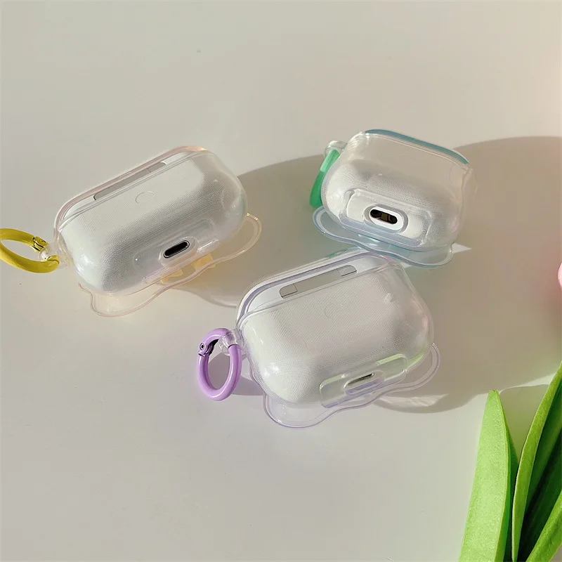 Korea Cute 3D Candy Color Bow Gradient Clear Earphone Case For Airpods 1 2 Pro Wavy Border Protective Soft Cover For Airpods 3