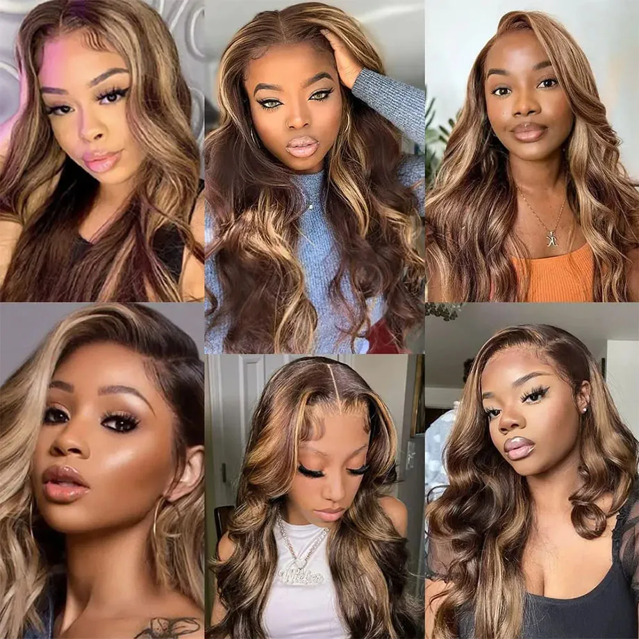 Body Wave Highlight Wigs Human Hair 13x4 13x6 Lace Frontal Wig Brazilian Colored Human Hair Wigs For Women Loose Deep Wave Sale