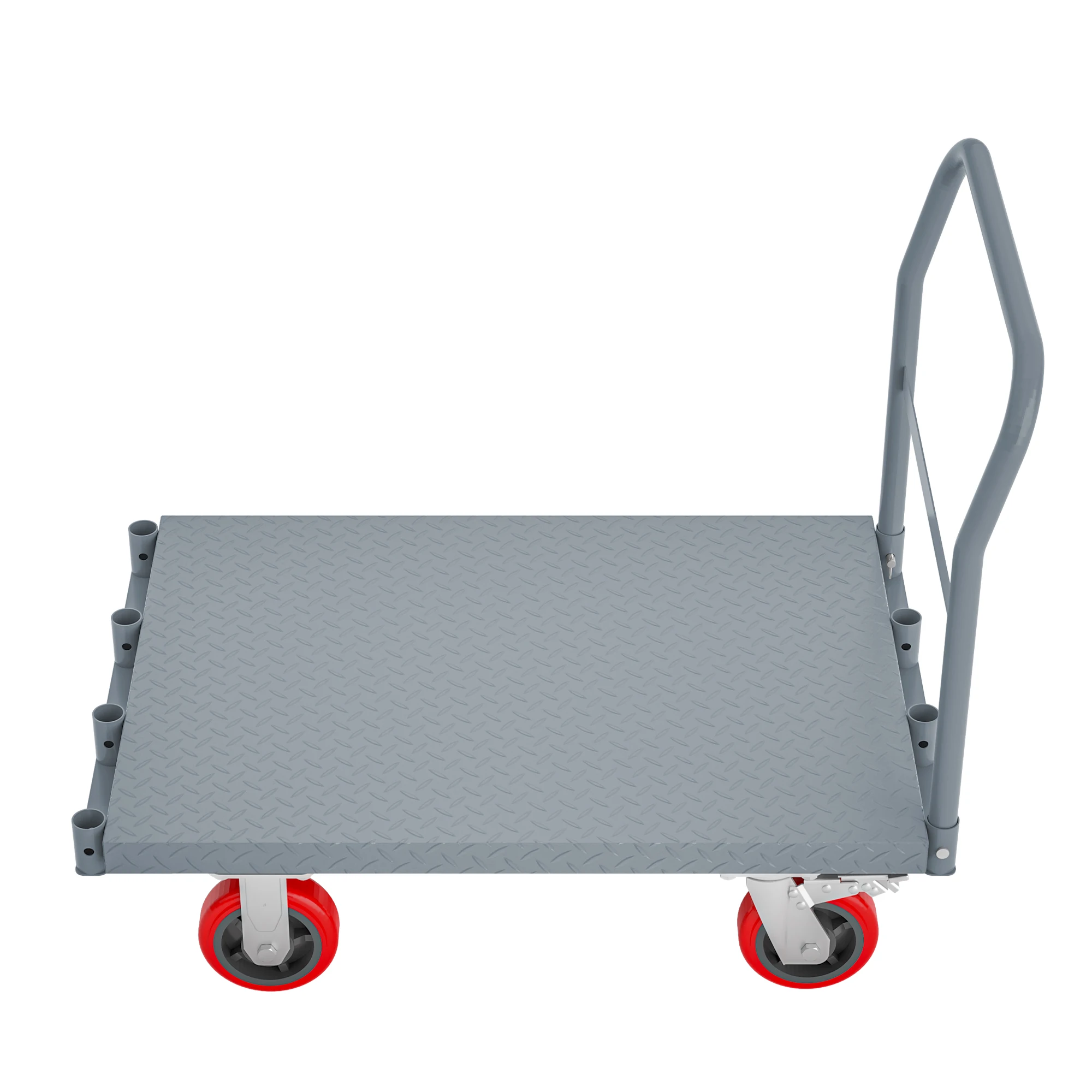 

Heavy-Duty Steel Panel Truck, 36"x24" Flat Cart with Handrails, 2000LB Capacity, Swivel Brake Casters Metal
