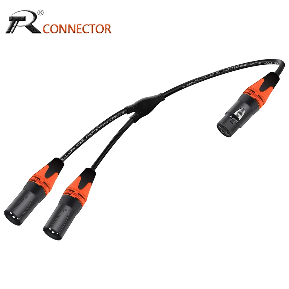 

1 Male to 2 Female,3Pin XLR Female Jack to Dual Male Plug Y-Splitter Balanced MIC Mixer Amplifier Audio Extension Shielded Cable