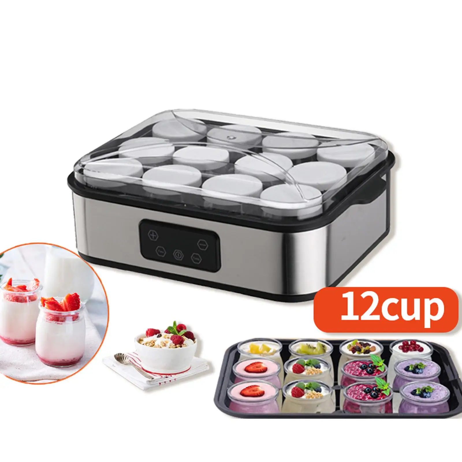 

Electric Yogurt Maker Natto Maker Homemade with 12 Glass Jars for Milk Yogurts Easy Dairy Use Kitchen Appliance Dining Room Shop
