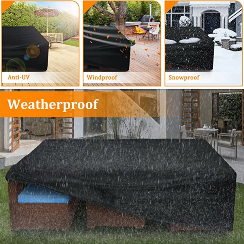 1-teilige Gartenmöbel-Abdeckung, wasserdicht und winddicht, UV 210D Oxford-Stoff, Schutzhülle für Gartentisch – Detail 6