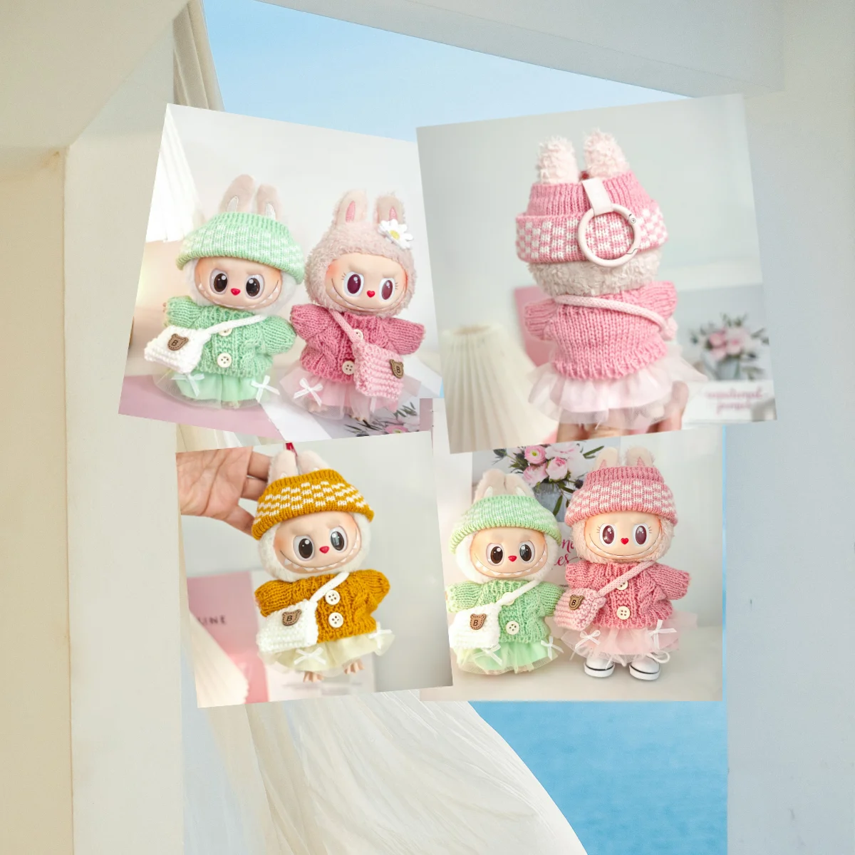 

Одежда для кукол 17 см, подвеска-сердечко из винила в стиле макарон для шерстяной одежды, юбок, сумок через плечо (розовый)