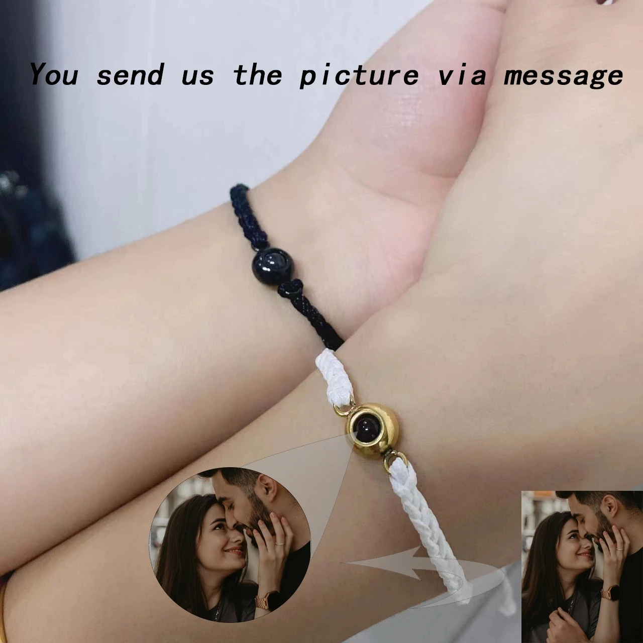 Projection Photo Bracelet Personalized Adjustable Rope Bracelet Custom Family Pet Photo Couples Bracelets Valentine's Day GIFTS