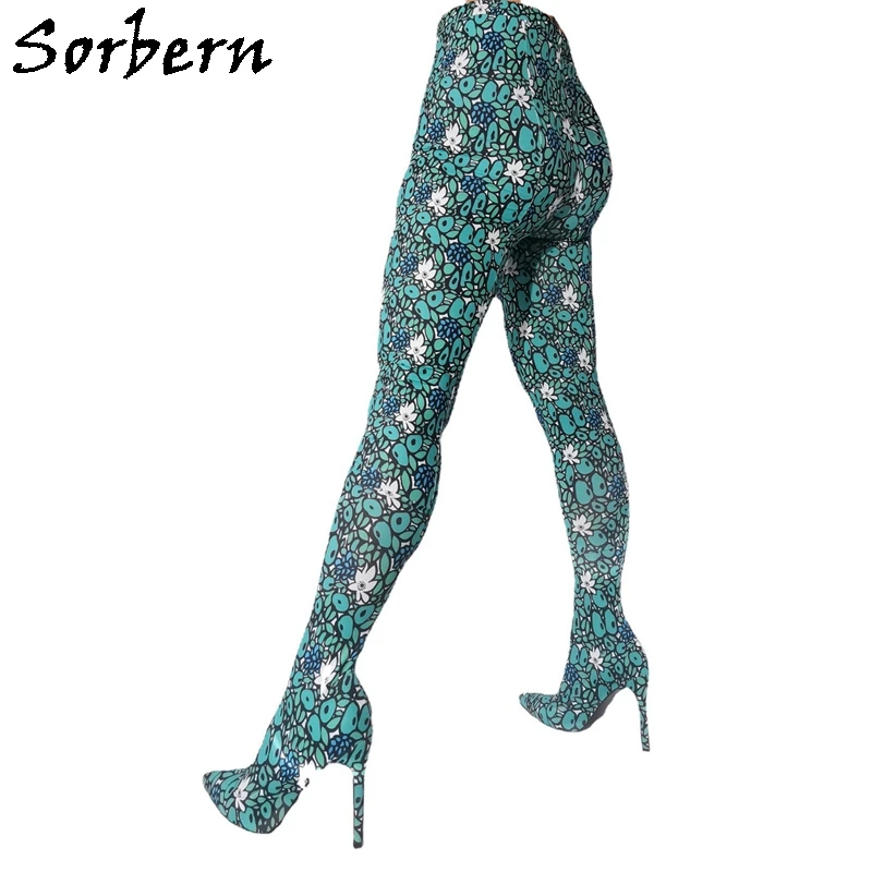 Sorbern fialový lycra streched legging boty špičaté prst vysoký pata stilettos M L XL XXL nestandartní funět rozměr dlouhé bota made-to-order