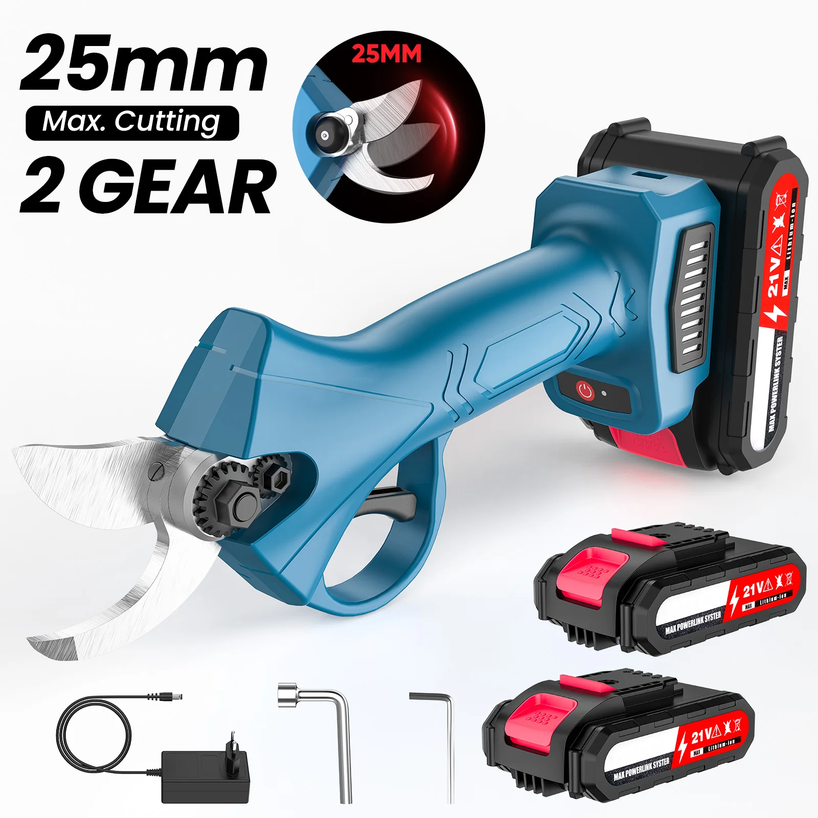 Cisailles électriques sans fil de 25mm, 1200W, 2 vitesses, outils d'élagage pour arbres fruitiers, arbustes et branches, pour batterie Makita 18V