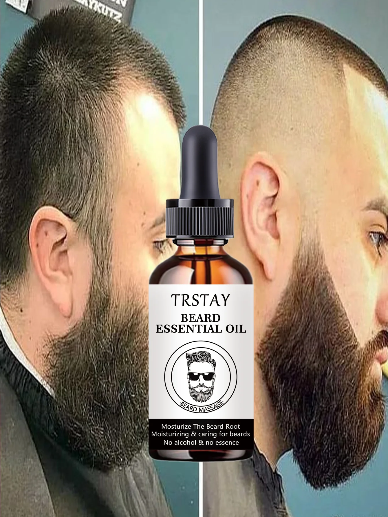 Men Beard Growth Oil Nourishing Formula for Thick Luscious Beard Refreshing Scent Easy Maintenance Perfect Gift for Father Husba