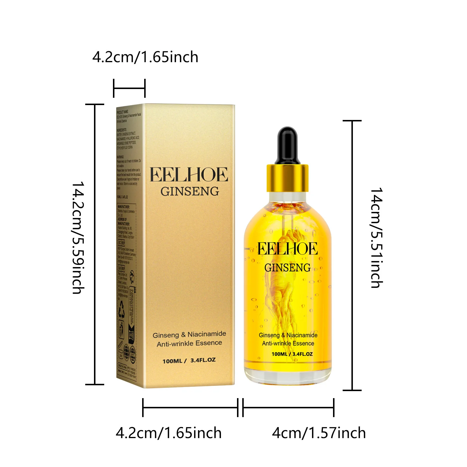 Eelmangez-Sérum anti déformable au ginseng, 100ml, SAP, ridules, raffermissant, hydratant, raffermissant, repulpant, visage, lisse, soin de la peau