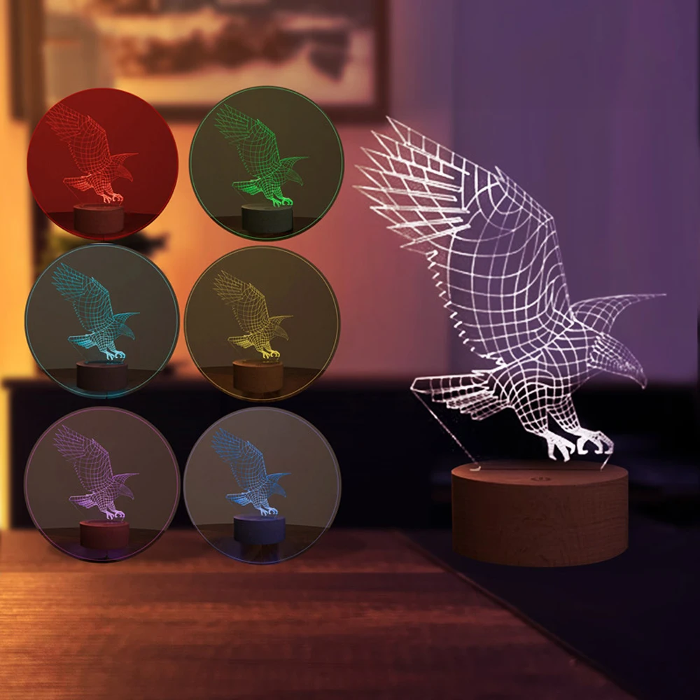 Decorative Gift LED Table Lamp with Eagle Figure - Unique 3D Eagle Design, Mystical Atmosphere, Perfect Gift, Energy Efficient