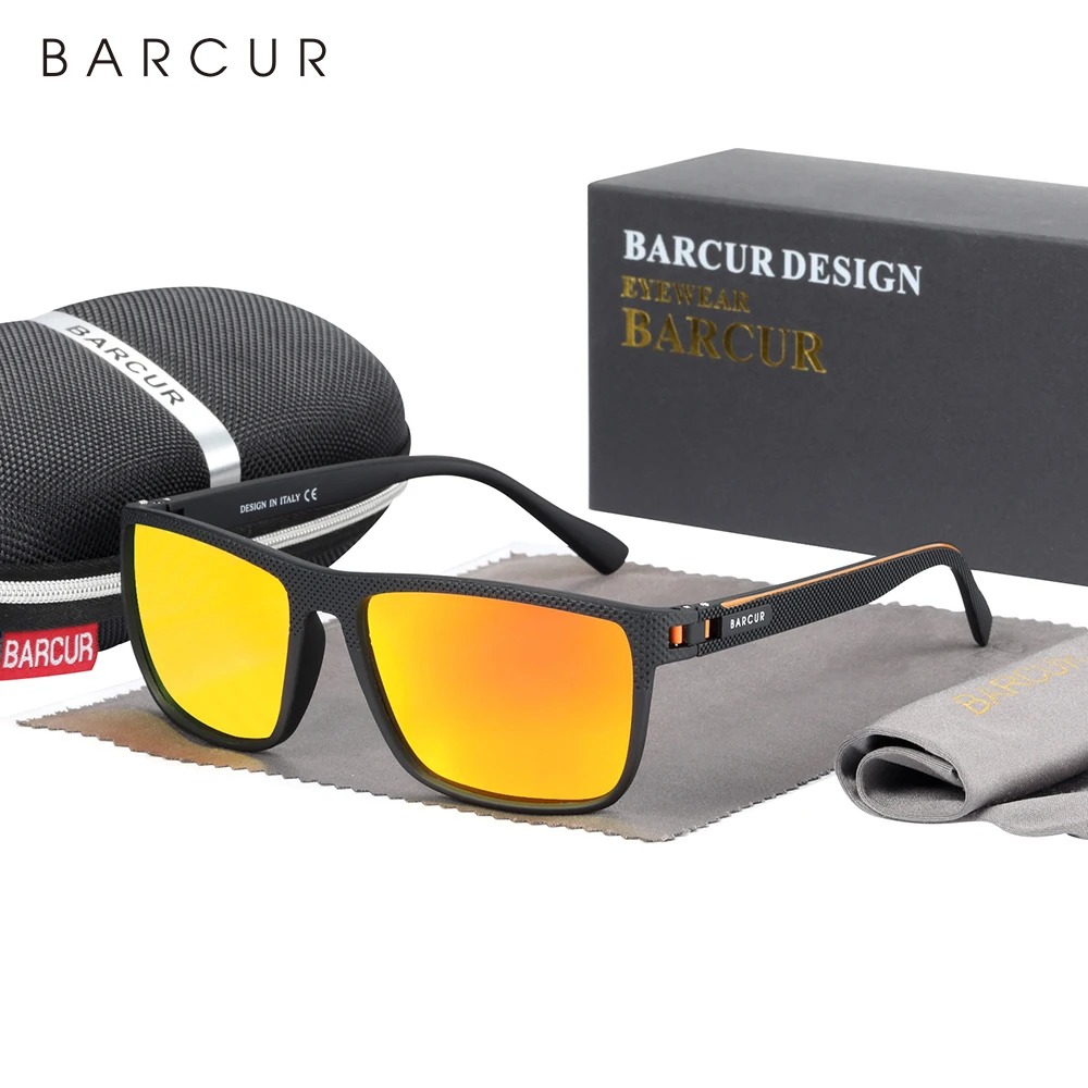 BARCUR Sports Sunglasses for Men Polarized FishingTravel TR90 Light Weight Square Sun Glasses Women Eyewear Accessory Oculos