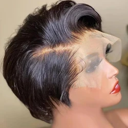 Pixie Cut Wig Transparent Human Hair Wigs Straight Short Bob Wig 13x4 Lace Front Wigs Human Hair For Women Natural Color