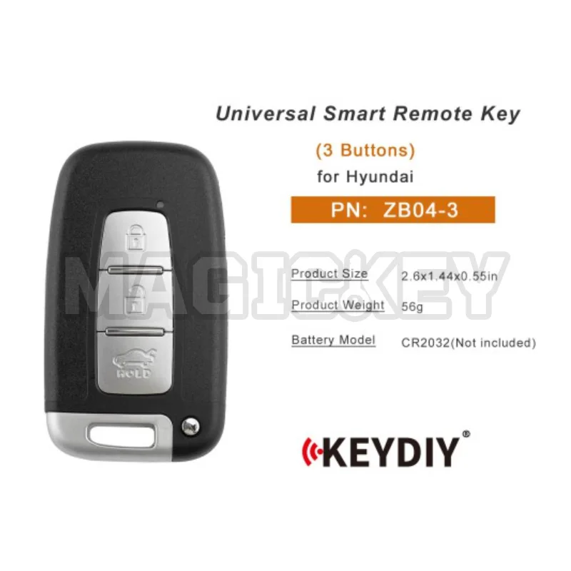 KEYDIY KD ZB04-3 Universal Smart Remote Key (Middle Slot) 3 Buttons for Hyundai Type