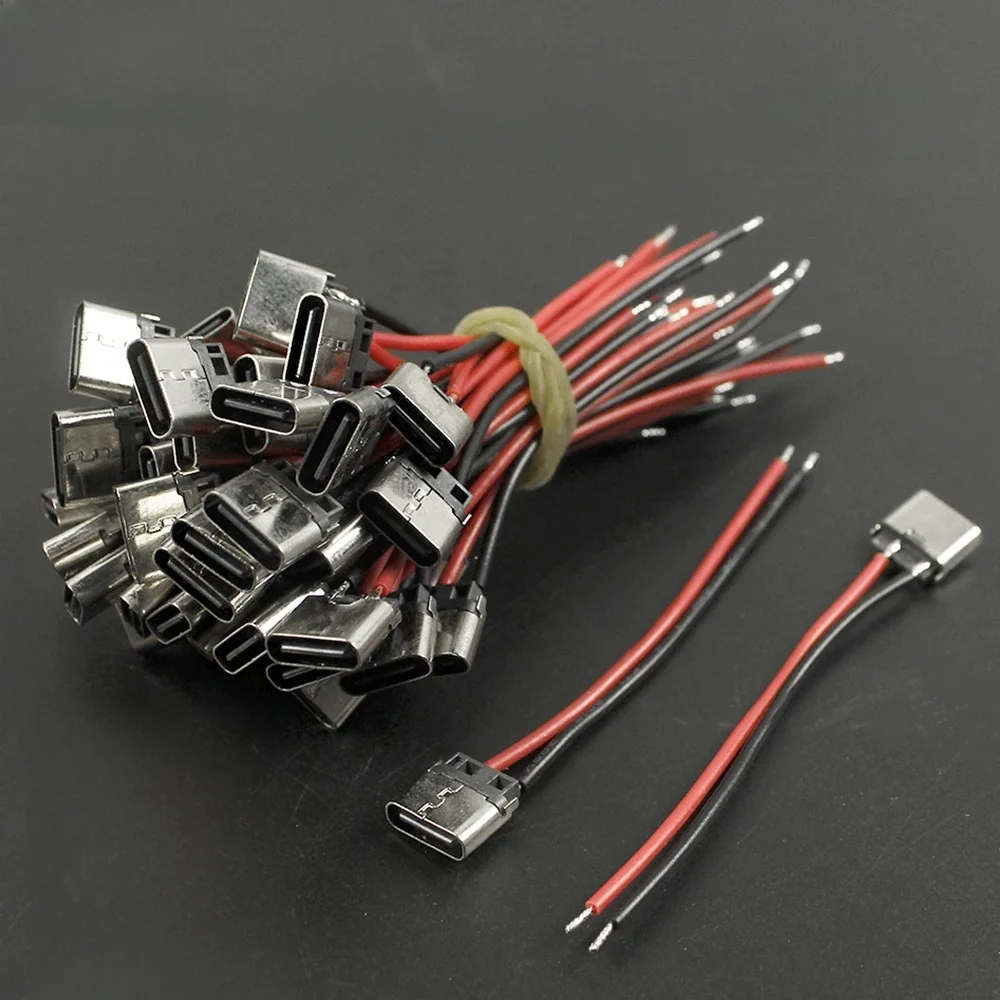 Gniazdo USB złącze żeńskie typu C 2Pin drut spawalniczy do telefonu DIY Port ładowania kabel do ładowarki części do naprawy adaptera kabel z wtyczką — zdjęcie 2