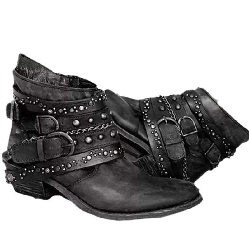 Chaussures à plateforme en cuir souple pour femme, bottes de moto, talon carré, bout rond, fermeture éclair latérale, automne-hiver, 36-43, 2023