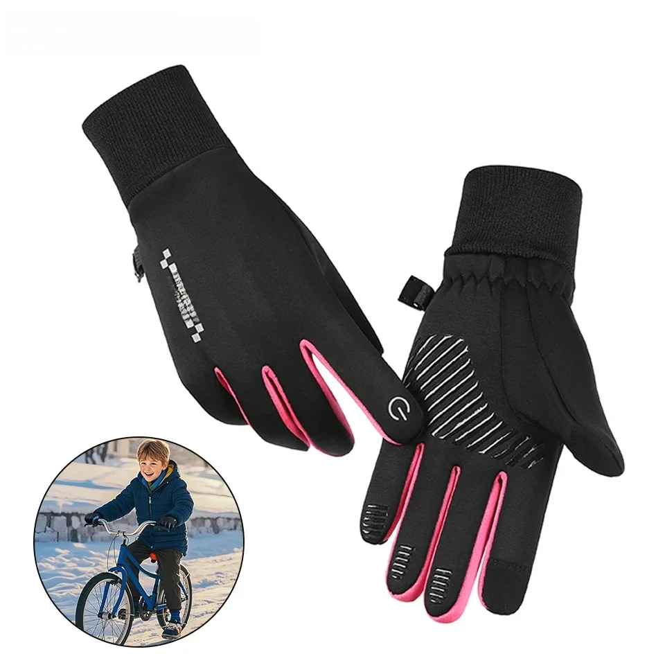 AliExpress NONE Winter Children's Gloves Padded Warm Wind Cold Riding Gloves Touch Screen Non-slip Waterproof Ski Gloves Outdoor Sports Gloves