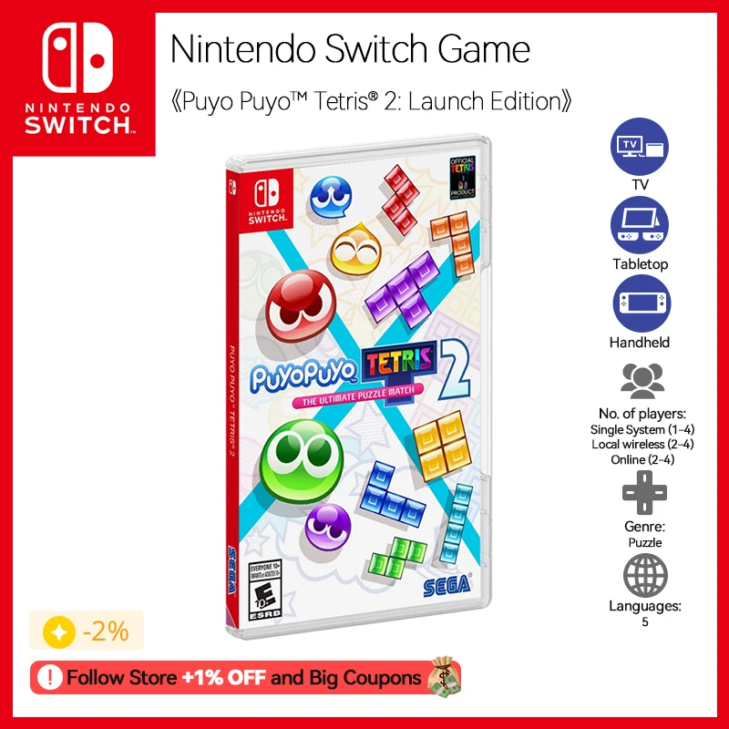 Puyo Puyo Tetris 2 Nintendo Switch Game Deals Physical for Nintendo Switch OLED Nintendo Switch Lite Nintendo Switch Game Cards