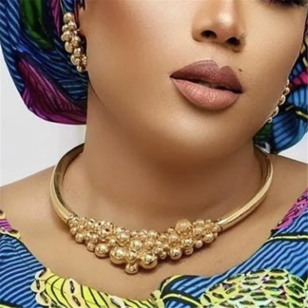 

Fashion Italian Plated Gold Jewelry Set Exquisite Necklace Wedding Banquet Party ASimple Style Nigeria Wedding Jewelry Sets