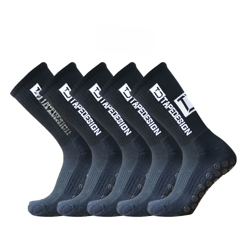 AliExpress NONE 5Pairs/Lot New ANTI SLIP Tapedesign Football Socks Mid Calf Non-Slip Soccer Sport Cycling Sports Mens Sock EU38-45