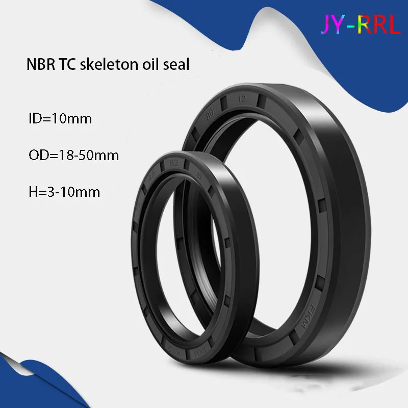 10Pcs Skeleton Oil Seal Rotary Shaft Nitrile NBR Gasket Spring Steel ID 12mm OD 18-50mm THK 3-10mm  Rubber Gasket Sealing Rings