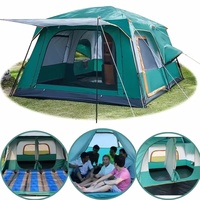 Family Camping Tent Double Layers Waterproof Two Rooms One Room Tent Outdoor Camping 6-12 People Two Rooms One Room Large Tent