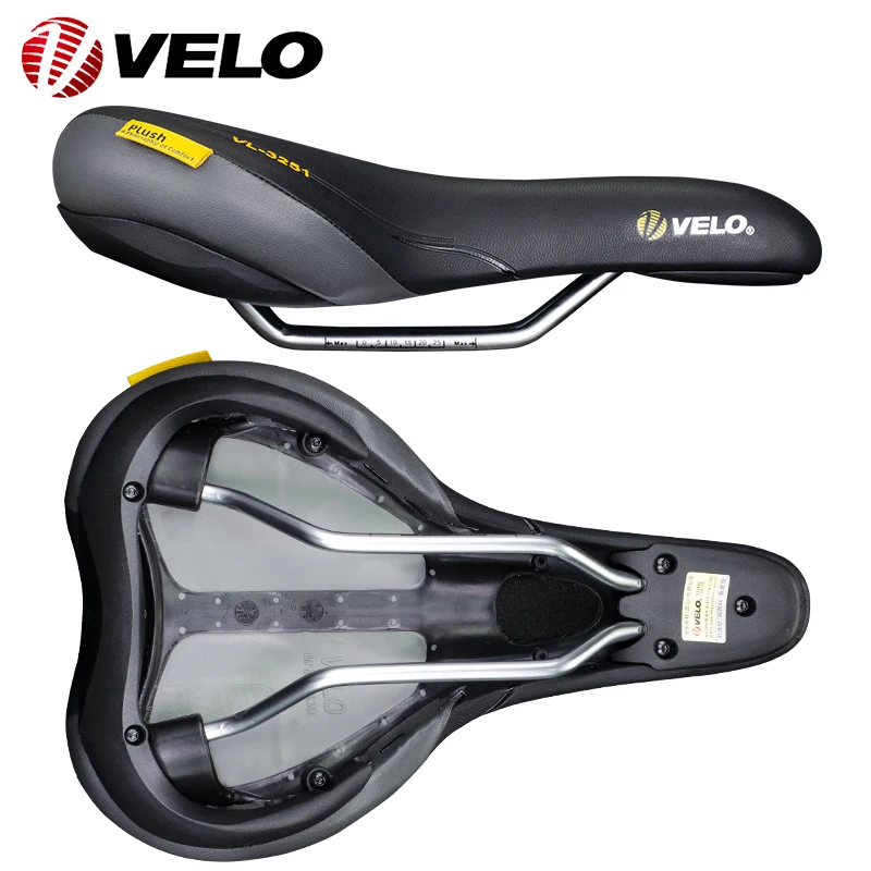 VELO Original VL-3251 Comfort Soft Pu Leather Bicycle Saddle for Road MTB Bicycle Long Ride City Commute Cushion Cycling Parts