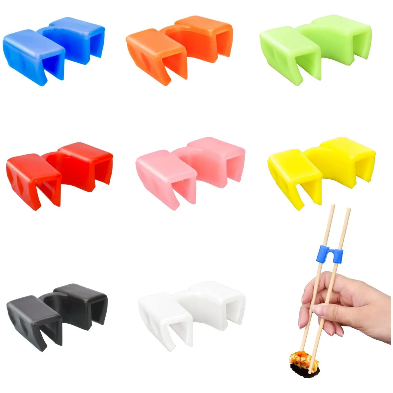 Palillos de entrenamiento reutilizables para adultos, 8 piezas, Conector de bisagras, Multicolor, para principiantes