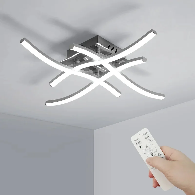 LED Ceiling Light Elegant Curved Design LED Ceiling Light LED Boards 24W Dimmable  Ceiling Light with Remote Control for Bedroom