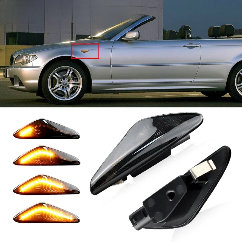 2/10 SZT. LED Dynamiczne Kierunkowskazy Sekwencyjne do Lusterek Bocznych 12V Do BMW Serii 3 E46 316Ci 318Ci 320Cd 320Ci 323Ci — 2