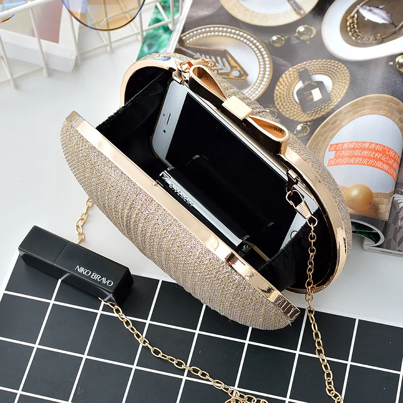 Wedding Bridal Clutch Handbag Rhinestones Clutch Elegant Egg Shoulder Bags Shape Banquet Clutch Purse For Party Girl Women