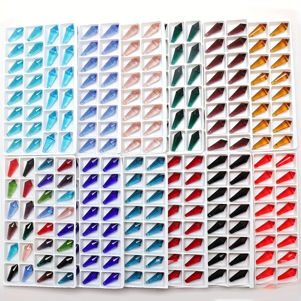20 قطعة ألوان 20 مللي متر خرز مخروطي كريستالي زجاجي ، خرز قطرة جليدية لصنع المجوهرات بنفسك ، خرز مدبب زجاجي في صينية تخزين #3