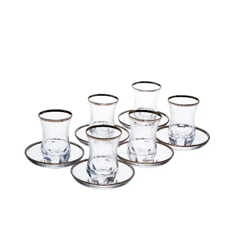

Decorative Tea Cup, Handmade Silver Glass Cup, Special Design Glass Cup Set Of 6
