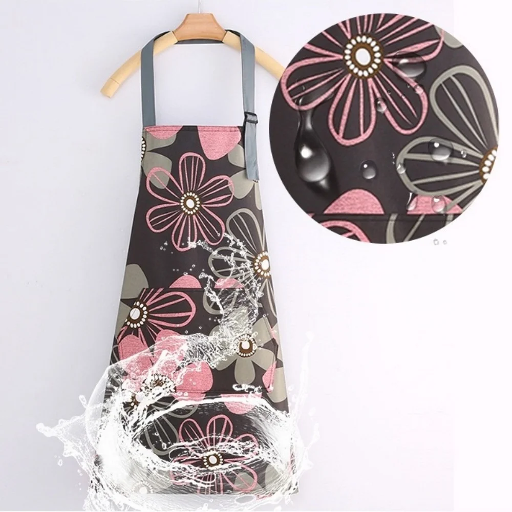 Adjustable Kitchen Cooking Apron, Waterproof Cooking Apron with Pockets,Suitable for Kitchen Baking, Gardening, Barbecues (Flow)