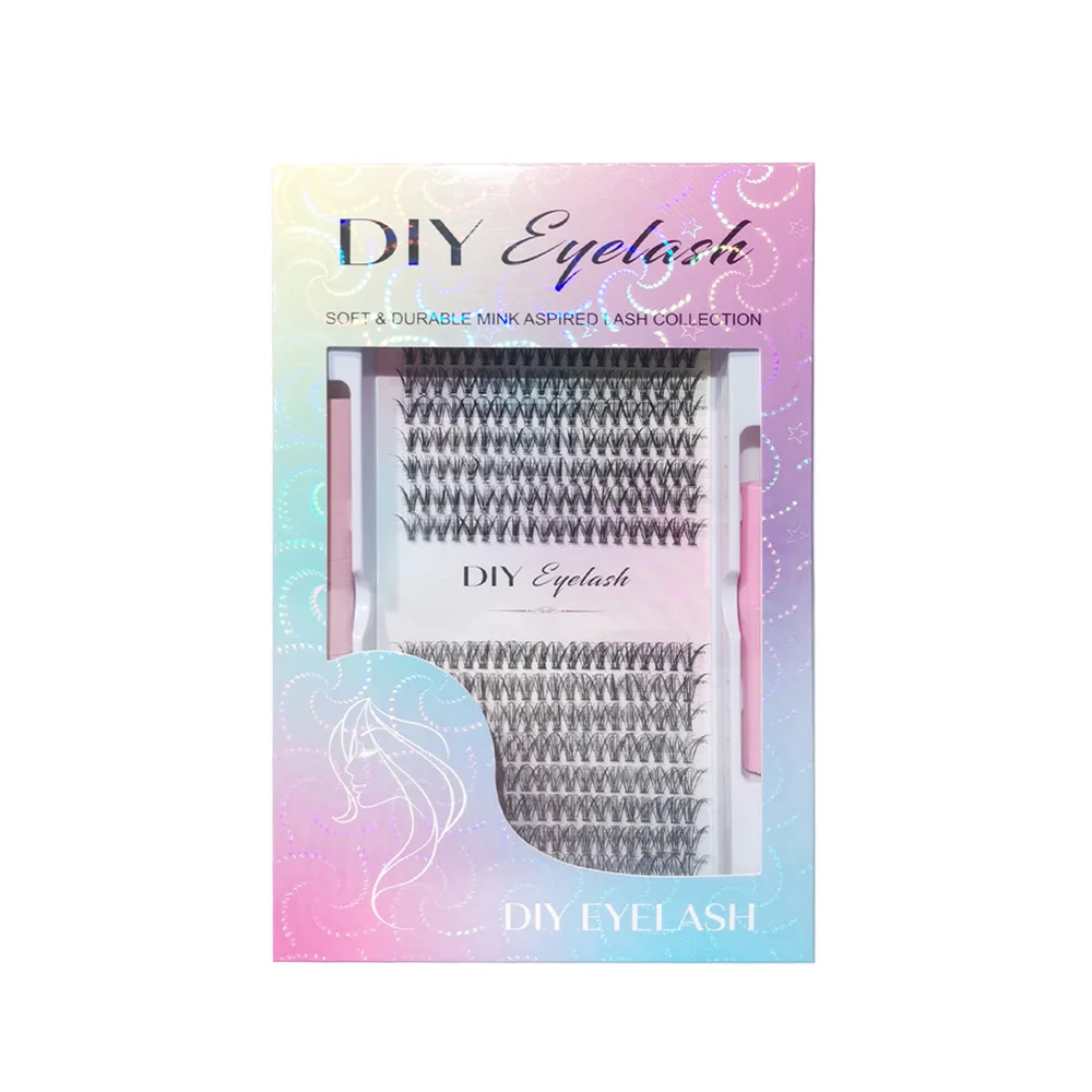 3D DIY Cluster Lash Kit – Glue-Free, Self-Adhesive, Curling, Lengthening, Volumizing, Waterproof, Oil-Proof, For All Skin, Unise