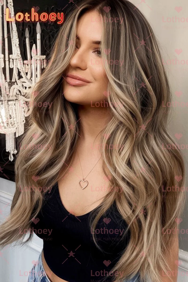 High Quality Brown Mix Light Blonde Wig Body Wavy  Lace Front Wig Glueless Wig Soft Wig for Women Lothoey