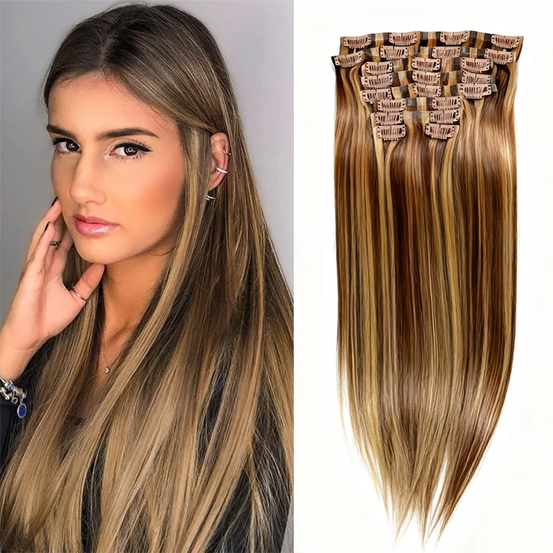 

Выделите прямые заколки для человеческих волос P4/27, 100% необработанные настоящие волосы, 120 г, заколки для волос, более густые, омбре, необработанные наращивание волос