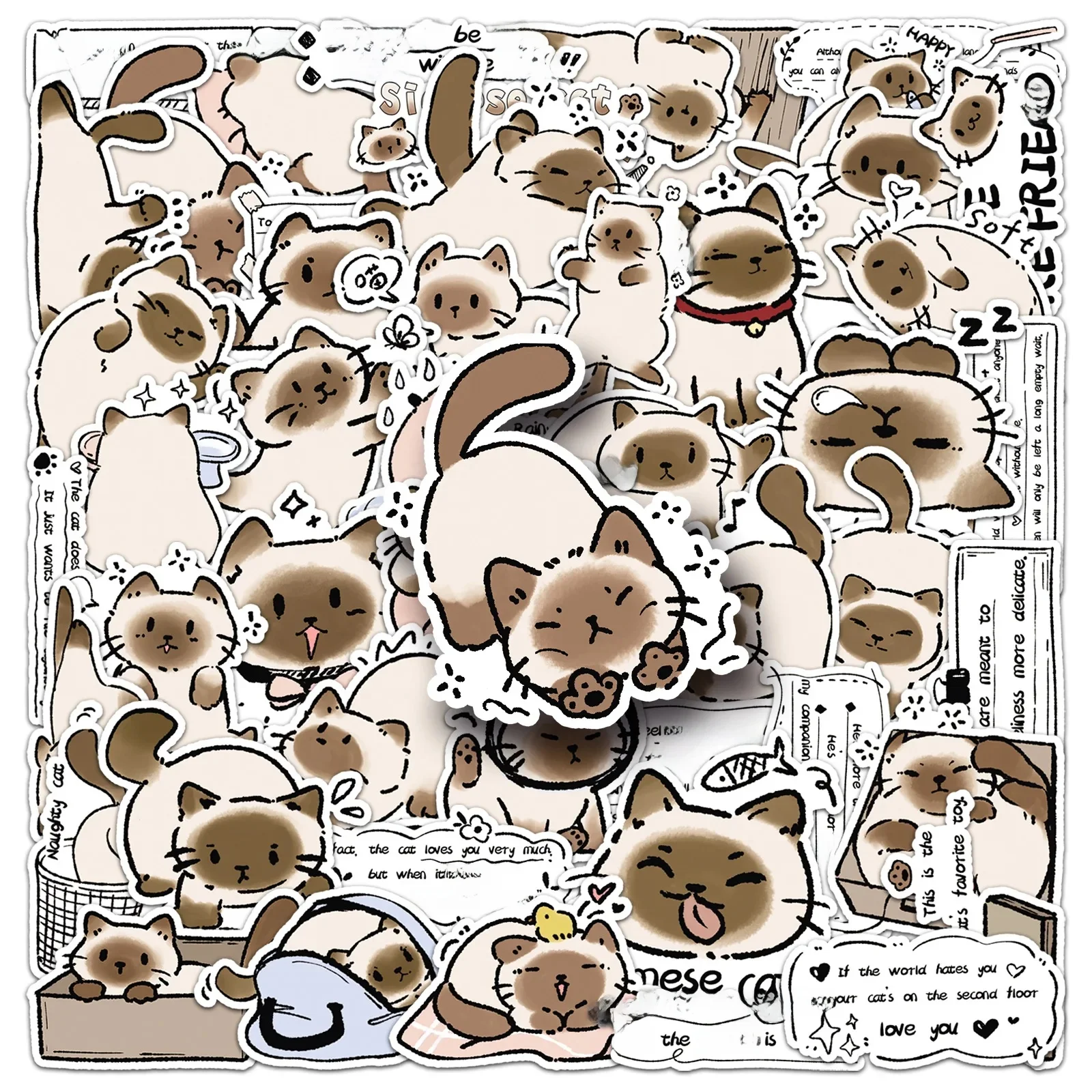 AliExpress GOGOTU 10/30/50PCS Siamese Cat Stickers Cute Cat Graffiti Animal Cartoon Sticker Fridge Luggage Laptop Phone Guitar Car Bike Decals Toy