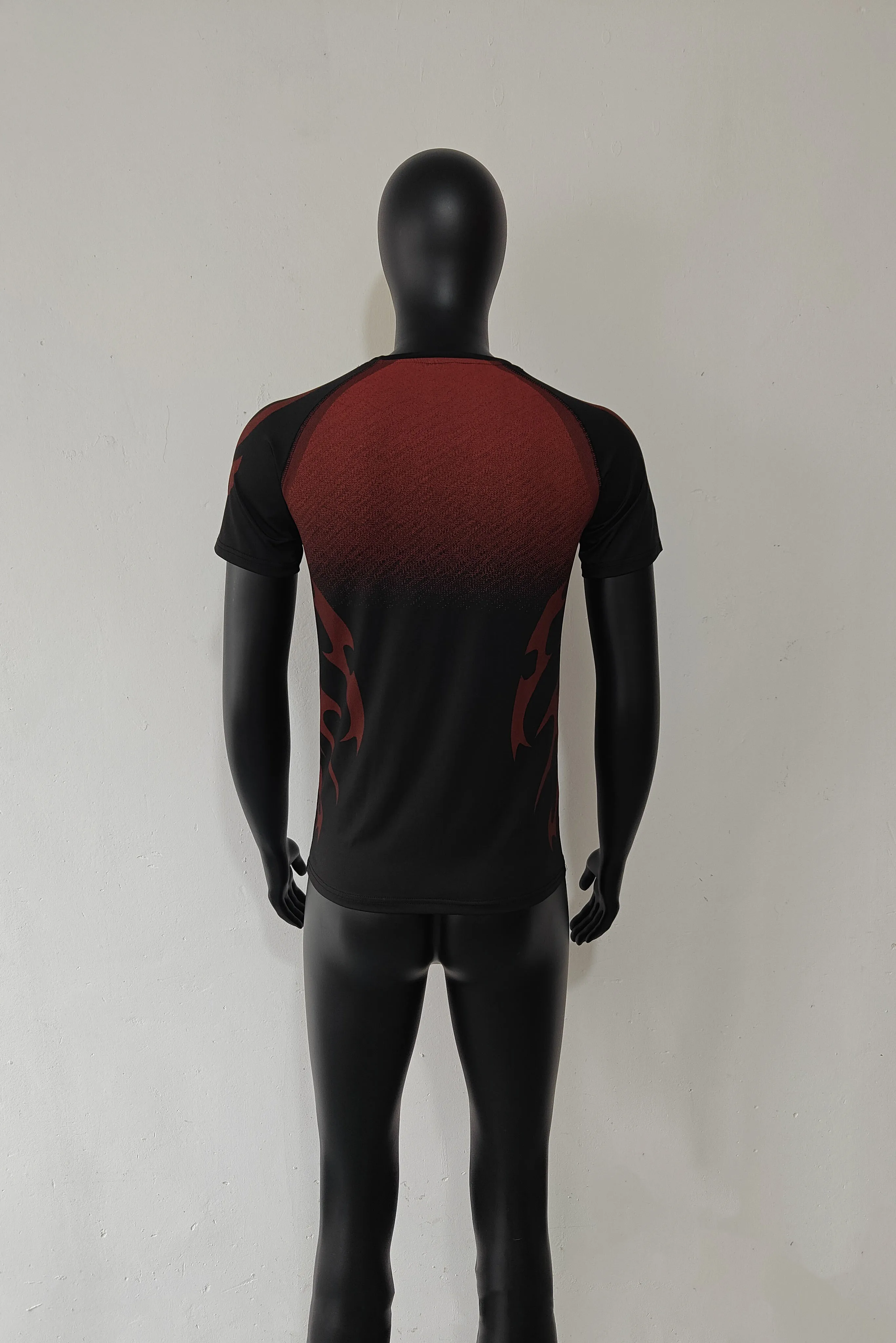 Herren Flammen-Farbverlauf Kompressions-Gym-T-Shirt Schnelltrocknend Atmungsaktiv Hochelastisch Slim Fit Athletisches Lauf- und Trainings-Sportshirt – Detail 34