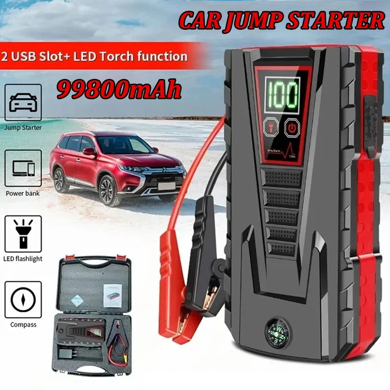 Portable Car Jump start Peak 5000A 99800mAh Power Bank charging 12V Auto start Equipment Oil Diesel Car Emergency Battery