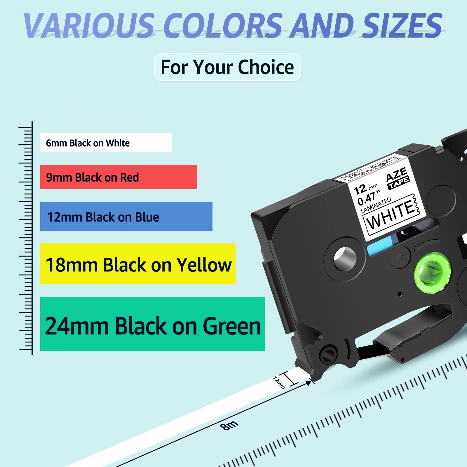 5Pcs AZE-231 Multicolor Label Tapes  for Brother 12mm Tz Tze-231 631 335 Standard Label Tape Compatible Brother P-touch Printers