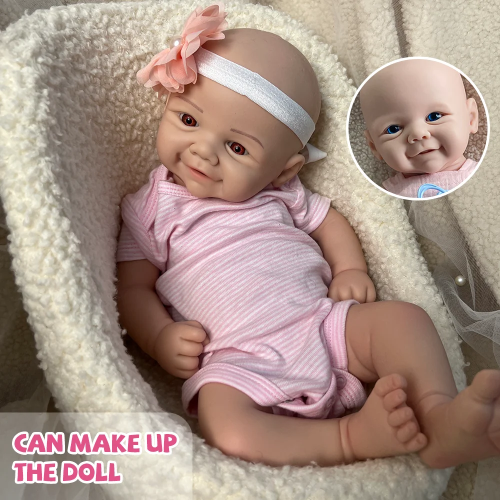 17Inch Adorable Full Body Solid Silicone Reborn Baby Doll Girl Handmade Painted Real Silicone Newborn Doll Artist Collection