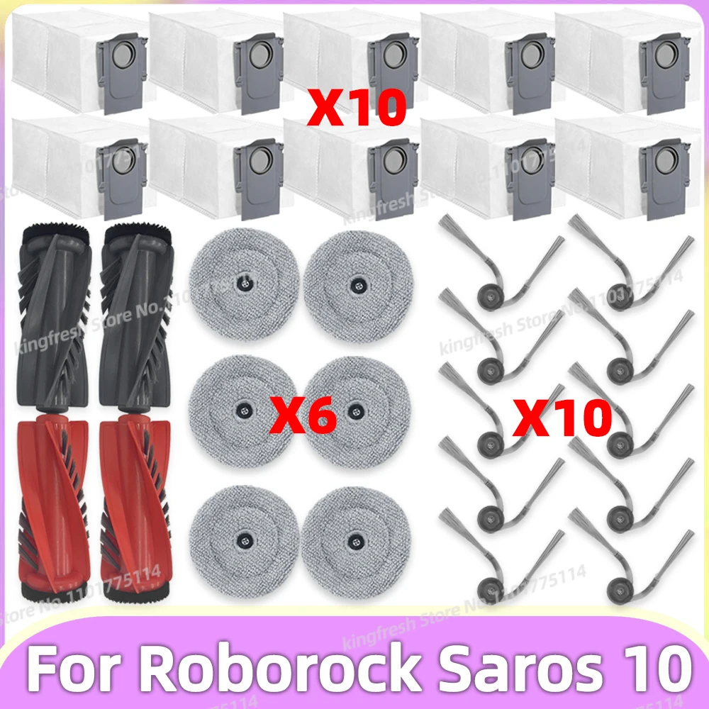 Compatible For ( Roborock Saros 10 ) Vacuum Parts Main Roller Side Brush Mop Cloth Dust Bag Accessories