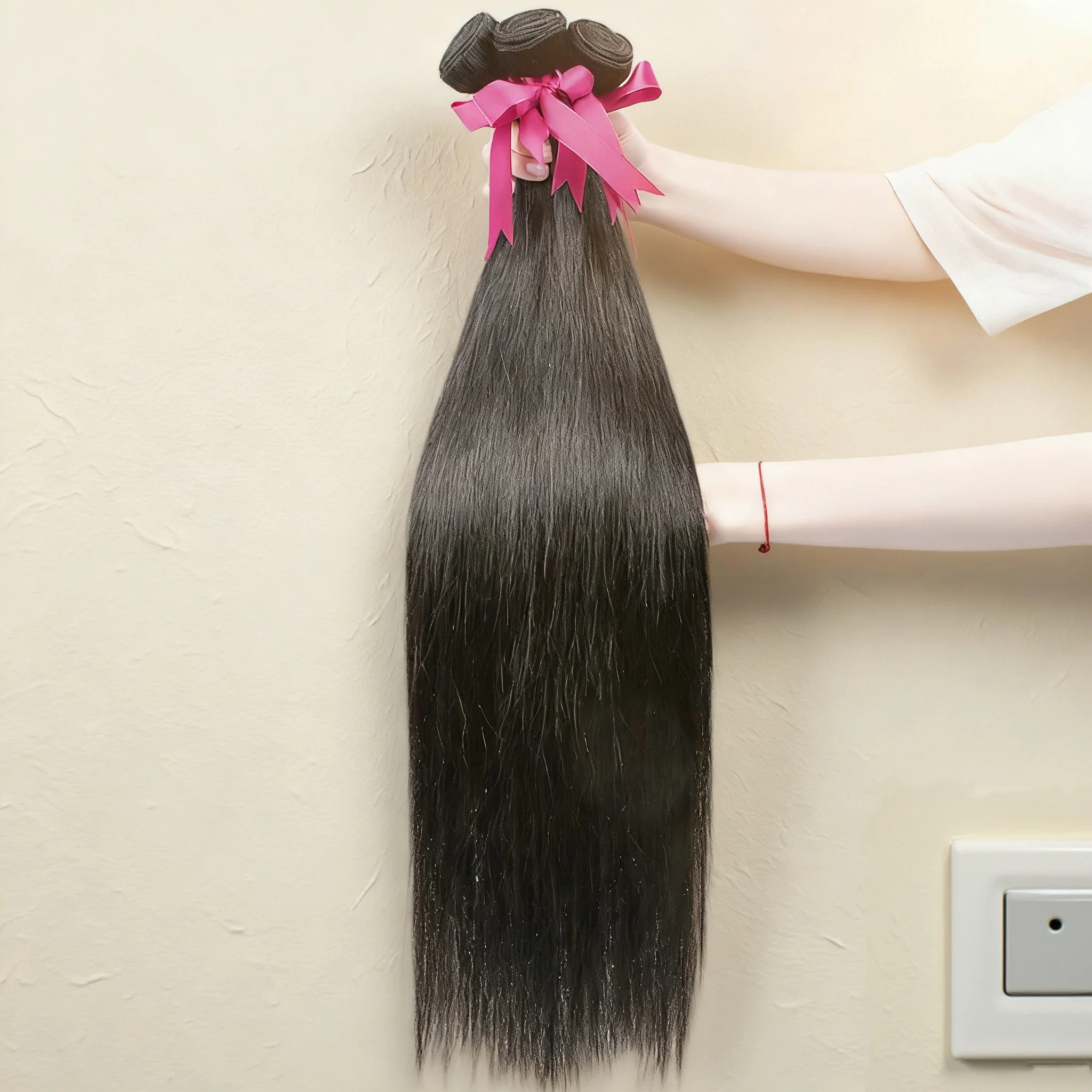 

16A Прямые пучки из 100% человеческих волос Бразильские 30 32 дюйма Необработанные девственные необработанные 1 3 4 пучка наращивания Прямые пучки