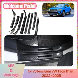 Car Welcome Pedal for Volkswagen VW Taos Tharu 2022~2025 Door Sill Scuff Threshold Guard Plate Trim Strips Sticker Accessories