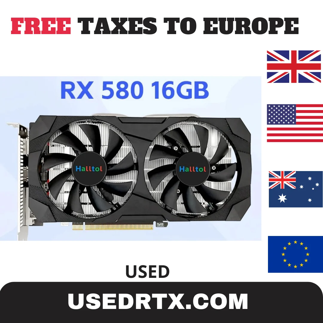 

USED Halltol AMD RX 580 16GB 2048SP Brand Gaming Graphics Card GDDR5 256Bit Radeon GPU RX580 16 GB placa de video