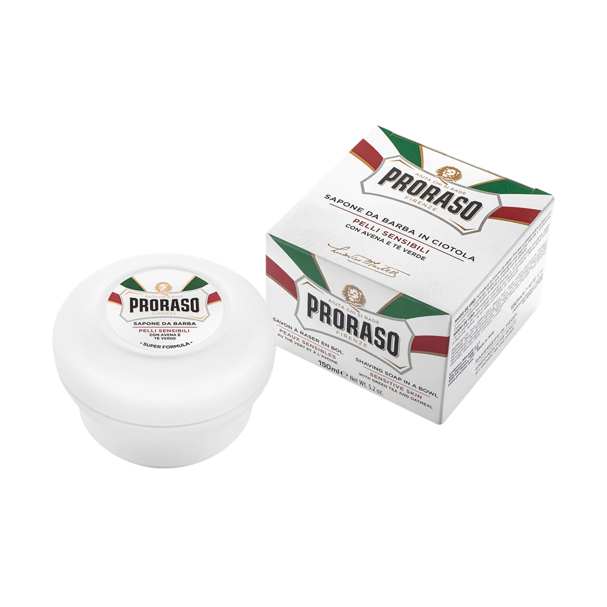 Proraso Rasierseife im Grüntee- und Haferflockenbehälter 150 ml